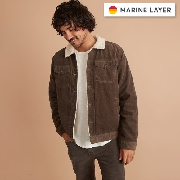 MARINE LAYER Boise Cord Sherpa Trucker Jacket in Major Brown Barn Coat Men’s M - Picture 16 of 16